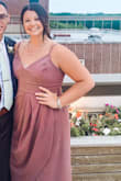 I was really apprehensive, but did this dress WOW! I got SO many complements about the color. I wore it as a guest to a wedding reception. I usually wear a XL, but the 2X fit like a glove. I also have a small chest and it adjusted pretty well. - Amanda C.