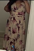 So frustrated ordering several dresses from Lulus. They are so pretty and fit so well and are well made. But the V neck is so low in all of them that you can't even wear a bra. Some of us would still like to wear one?! It just doesn't look nice on those who have a bigger chest. Incredibly frustrating. This dress would be otherwise perfect, it's beautiful. I wasn't even looking for a "modest" dress, but I would have to figure something out to wear this to a family wedding. - Sarah L.