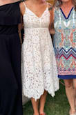 The dress is really cute! The straps loosen really easily while wearing the dress, which bothered me. It also stretched across my breasts and overall didn't fit great around the chest. - Alex S.