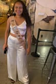 Wore this for my bachelorette weekend and I loved how it looked. It's a bit long though so I did have to wear heels so it didn't drag too much on the floor. Also had to steam it to remove the wrinkles so would highly recommend steaming so you don't ruin the material. - Cristy A.