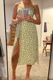 This dress is so cute! It's made of quality material that seems pretty wrinkle resistant, so good for packing. I will say it does run a tad big. I'm typically a size 6 in dresses and I think I could have done a small due to the stretchiness of the back but it's definitely still wearable. - Laura M.