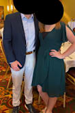 This dress is perfect for a wedding. It is very low cut, and even with alterations didn't work without some thing underneath it. But I still loved it! Beautiful color and fabric. Love the wrap style, and thought it was really flattering! - Molly W.