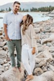 I wore this sweater for engagement photos. Can't recommend it enough. The material is nice and it lays really nicely. I know I'll wear this all the time in the fall/winter. - Dayna F.