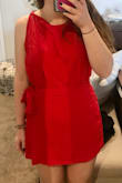 I loved the shape of the romper and the skirt was so cute. However the fabric reminded me of something I would get for $12 on Amazon or on clearance at forever21 and would shrivel up in the wash. Definitely not Lulus normal quality. Also, the neckline design did not stay in place. I did like the color, which was a true bright red. This would maybe work for a one-time event when you needed to wear bright red, but I wouldn't recommend it for more than that. - Lauren A.