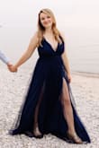 Bought this dress for my engagement photos! It was perfect! Love the leg slits. Bust was a little big but I'm a C so I usually have a hard time filling out deep V necklines. Still worked out perfect! - Crissy