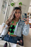 I took a chance and bought this cropped jean jacket over a regular length one and didn't look back! It's perfect for summer when you just need something light and looks great with cropped tops. - Victoria N.