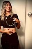 This is a fun going-out shirt that can be tightened around the waist for a snug fit that will hold in any bra cups you slip in (I use loose ones from my sports bras). The back is fun. I did need to fiddle with loosening the tie as it initially appeared too tight on shoulders before I loosened all the way. Wish it weren't as short as it isn't as modest as I'd like. Otherwise, I like it a lot. - Amy L.