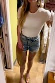 I love these. They are edgy, but can be dressed up or worn more casually with different tops/accessories. They are a little big on me, but I didn't want them to be too short and I went with a size M. I might have gotten away with a S instead, but the M is comfortable and length is perfect. They have a stretch to them and stretch out a little bit as you wear them. I am happy with my purchase of these! They are a nice quality for the price in my opinion. - Judith M.