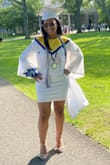 I love this dress. Wore it to graduation. I ordered a medium initially but it was too big in the middle so I got a small. It's a bodycon dress so it's tight on the bottom. Definitely a nice party dress. - Kamara N.