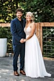 I had my reception a month after our wedding and also had extra pictures taken because I was not happy with how I looked in my wedding dress so I bought this less than a week before the 
 reception. I order an 8 after speaking to a sales associate on what would fit the best since I didn't have time to alter it. I wear a medium In top and an 6 in bottoms.  I could not be a happier with how well this dress fit and looks. It looked better than the $2000 wedding dress I have. I highly recommend this dress. save your money and buy this dress! - Cherish B.