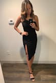 I cannot say enough good things about this dress! Fit like a glove and didn't even have to wear a bra, which is always a win. Love the asymmetrical design and that it has adjustable straps. The slit is just the right amount of sexy. Wore this for a wedding and got a lot of compliments. - Laura A.