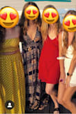This dress is amazing, fits beautifully, no need for a bra of any kind which was great. I wore it to a friend's bachelorette and wore it all night, dancing, to dinner, etc. and had no issues. I wore it with flat sandals and it wasn't too long but would be great with heels as well. - Brita N.