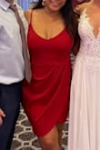 This dress is perfect! True to size. Exactly as described. Flattering color and style. Fit like a glove, adjustable straps. Bust felt supported and covered (no bra). Amazing, sexy length. Wonderful!!!! Will buy every color! - Paulina T.