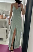 I love this dress, the color is beautiful and the fit is perfect. I typically wear a S in dresses because I'm a little bigger on my lower half than top, but since the dress is flowy past the waist the XS was perfect for my small chest (I wear a 32A/B bra size). - Andrea B.