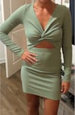 I am a true size small/size 2 but in Lulus I fluctuate between a XS and S. I'm glad I went with the small in this as the elastic in the waistband I feel would have been too tight in the xs. This dress is so flattering and perfect color and thickness. I can't wait to wear it during South Florida fall and winters as right now it would be too hot to wear here. Considering purchasing in black too because it's that flattering! - Jennifer G.