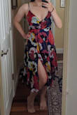This dress looks gorgeous on the model and in a lot of the fan photos, but I wouldn't recommend it for bustier women. I'm not that curvy, but I feel like the dress puts my cleavage on full display and makes my hips look wider than they are. It almost gives me a pear shape (plus cleavage). I'm a 34D/36C bra and couldn't get away without wearing a bra in the M size of this dress -- there just isn't enough support for my chest, even with the straps tightened a bit. (I've been lifting weights this summer; a size S might be more supportive but would be too tight around my back muscles!)

I think it'd look fantastic on a friend with a more athletic build and smaller chest, but just isn't a win on me. Sadly returning. - Christine F.