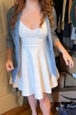 I bought this dress for my bachelorette party and also ended up wearing it for our engagement video teaser. I have never had a dress where I was comfortable going bra-less but this one challenged me! I actually felt supported by the dress! I loved it so much I bought the black one too! - Moya O.
