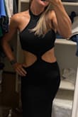 This dress fits really well and is a perfect length! I ordered an extra small and it is not too tight! - Nicole C.
