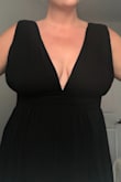 I wanted to love this dress, but the top kinda puffs out to the side and makes me look really broad. I probably could have gotten it tailored but I ended up returning it (a little too formal for the outdoor wedding I am attending.) Overall, the dress was gorgeous, nice material, fit perfectly. - Katherine F.