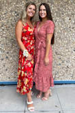 Loved for a friend's summer wedding! Super comfortable to wear all day/night and the color/material is so pretty. Because it's a wrap dress, the chest part did gape a little for me once I put it on. For peace of mind, I had my dry cleaner sow a snap onto the front of the dress so I could ensure it stayed closed all night - super easy to do! I suspect fashion tape would also work fine. - Kayla F.