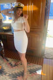 I got a M and was glad I did because it is very fitted (I usually wear a S, but listened to other reviewers for this one and am glad I did). This outfit was very comfortable and the material is super soft! The peekaboo was just the right amount to feel fun and flirty without exposing too much. Wore it for my bachelorette! - Adrian K.