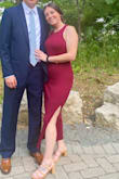I absolutely love this dress!! Purchased for a wedding but can totally dress it down with some converse for a cute date night. Stretchy and comfy material! 10/10 (couldn't pass up the clutch when I saw it either). - Miranda W.