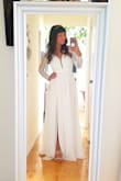 This dress is an absolute dream. Even though I am only 5'3" I love the length and flow of this dress. It is absolutely perfect for a small little city hall wedding. I ended up getting an XXS because I like a snugger fit! - Megan K.