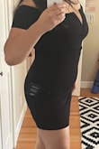 Loved this bodycon little black dress! It's super sexy and perfect for a wedding guest dress. I suggest you get sticky bra because that was the only thing I worried about when dancing. Other than that, it's worth it. - Julia L.
