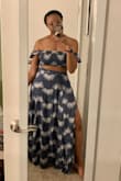 I love this two piece set! I'm always worried that maxis are too short for me but this is perfect! It works with flats or heels. It's very flowy and light, and perfect for a vacation! The only thing I have to be careful about is the top. It fits well when I put it on, but when I raise my arms the top curls under my chest and comes very close to showing my chest. I probably just need to keep it in place with some fashion tape and it'll be fine. - Briana W.