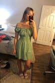 This dress was super flattering! Not the best material if you sweat a lot, but luckily for me it was on the cooler side when I wore it. Perfect length and fit! - SHANNA N.