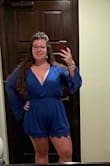 I bought this romper for a wedding and a felt SO GOOD in it. I have a larger bust (roughly 36D) there is a button near the bust but when I took a breath it popped open, so I embraced my cleavage and took the button off! I am typically a large, but I ordered an XL and I'm glad I did. It fit great and was extremely comfortable for dancing! - Judee K.