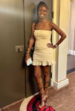 The dress is a great fit and very stylish. The small fit me very well and I received plenty of compliments! However, the dress is short but I didn't mind - Chastity B.