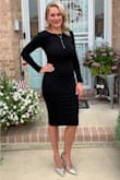 Loved this dress! I was super worried about not having enough support up top but it was really high quality material, spanx like. (34G) There is support binding in the deep V of the lower back which is a huge plus! Fit like a glove! - Krissy K.