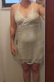 Bought for my bachelorette and rehearsal dinner dress. After reading reviews I ordered a medium, it fits perfectly! This pic I have no undergarments on so I will need to find the right shapewear, but i absolutely love it! Its light and fits comfortably. (These photos were just the first time trying it on) - Kristen B.