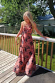 So glad I ordered this dress, it was perfect length with small heels it just draped the ground, the bodily fit was great, but I'm fairly small in the bust, so it was a tiny bit loose in that area, nothing a little fabric tape wouldn't fix though. The color changed a little depending on the light too! Thanks Lulus. - Samantha D.
