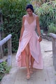 Loved this dress. I wore it to my sisters wedding in California! It was very windy, so I had to keep holding my dress so it wouldn't fly up. Other than that, the dress was great. I wish I could of shortened the straps a little bit more. - Lizzie B.