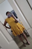 I bought this dress because I really love a good mustard yellow. I wasn't sure how I would feel about the ruffles but it ended up being super cute and fit me perfectly! - Rachel S.