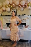Ordered this dress in the white and blush for my bridal shower. Ended up keeping the blush and so happy I did. Got lots of compliments on the dress, including from my fiance. Beautiful dress, great for bridal events. - Mayerly S.