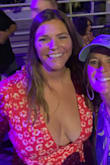 Had they had an XL in stock I would have bought that, however the L fit fine, was just hoping for a little more room in the arms with the XL. I have an athletic build, am close to 5"9 and weigh around 180lbs. Had many compliments and lots of boob checking out due to the nature of the neck line. Hubby loved it! Didn't get a full pic of the dress but you can see what I mean about the neck line! Would totally purchase again but probably in the XL. Personally I did not find the dress too short but could see how some people would be more comfortable with a longer length. - Jennifer C.