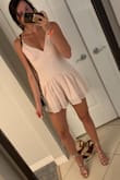 Rompers are always hard for me to pick out because I feel that for having a small frame, I have a little bit wider of hips so I'm never sure if a romper is going to be flattering or make me look boxy. I was SO happy when I put this romper on, it's one of my favorite outfits now! It looks like a dress on. - Rachael B.