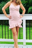 Felt so pretty in this dress! It fit like a glove. A touch small and I wore spanx to smooth things out. I'd buy it again and again. - Hope S.