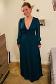 ordered a size medium at first, I tried it on & it was way too big for me. I exchanged it for a small & it got here so quick!! the length is very long for me, but I'm only 5'2" so I will be getting it hemmed & altered. but besides that, I absolutely LOVE this dress!! I got it for my sister's wedding in September & I'm obsessed! the long sleeves,  open back, detail, the way it shows off your figure, it's the best! I definitely will be wearing this after the wedding for a date night out or any event!! - Taylor M.