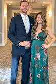 I bought this for a formal summer wedding. I'm 18 weeks pregnant so I sized up to a small to make room for my bump. It was a little too big in the chest but the straps are adjustable and I was able to use some fashion tape to keep things in place. - KATE L.