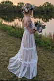I was a little hesitant ordering online but wanted a boho look for our lake wedding. I made a floral crown and bouquet to match the color of the dress and it turned out beautifully. I did need a slip under it (it's a bit see through but especially for tattoos)  I would definitely recommend it for an outdoor wedding! - Lori B.