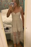 I love this dress! Very flattering. It will be perfect for my rehearsal dinner. The length ended up being perfect for me, even though I'm on the shorter side. - Ciera D.
