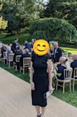 I really liked the fit of this dress, I was worried it would run a little long since I usually go for petite sizes but it worked well for my black tie wedding! The high neck did not feel tight at all and the fabric looked really nice. - Lauren L.