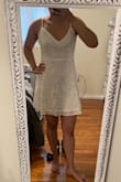 I wore it for one of the days of my bachelorette and it was super comfy and fit perfectly. I normally wear a small and this fit just right. Also the adjustable straps were great since I'm a little short. However, I might have made the straps too short because the dress was a little short on the bottom, but still thought it was a great purchase! And the fabric is super lightweight, adding to the comfort. - Tiffany P.