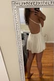 I reallyyy wanted to like this for my bachelorette party, but it was a little too small for me. I usually order a small, but after I adjusted the straps, the torso became too small and the bottom of the romper was digging upwards and my buttcheeks were very visible. I probably could have used a medium, but since I have a smaller chest, it would have been too big up top. It also had a look that felt more like a pijama/lingerie and not something for me, but cute otherwise! - Tiffany P.