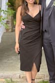 Ordered this last minute for a wedding and it was beautiful! However it is a big longer since I am pretty short but I didn't have time to hem it and it still looked really nice. The dress material is a little on the thicker side but I didn't feel that it was too warm or too heavy. Very flattering and hugs curves nicely! Straps are also adjustable so that was helpful - Tiffany P.