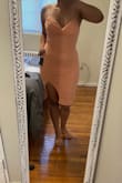 This dress I ordered because I was looking for a wedding dress, but this was a little too sexy as it hugged my curves pretty tightly. However, my thighs are a little thicker and the slit in the dress made it feel super awkward and uncomfortable. Sad I had to return it but might work out better for someone else! - Tiffany P.